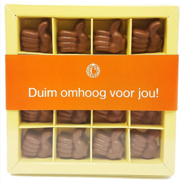 Chocoladeduimpjes-Duim-omhoog-voor-jou-Brievenbuspost-Brievenbuscadeau-Pakketzenden.nl-Thuiswerken-Verrassing-Medewerkers